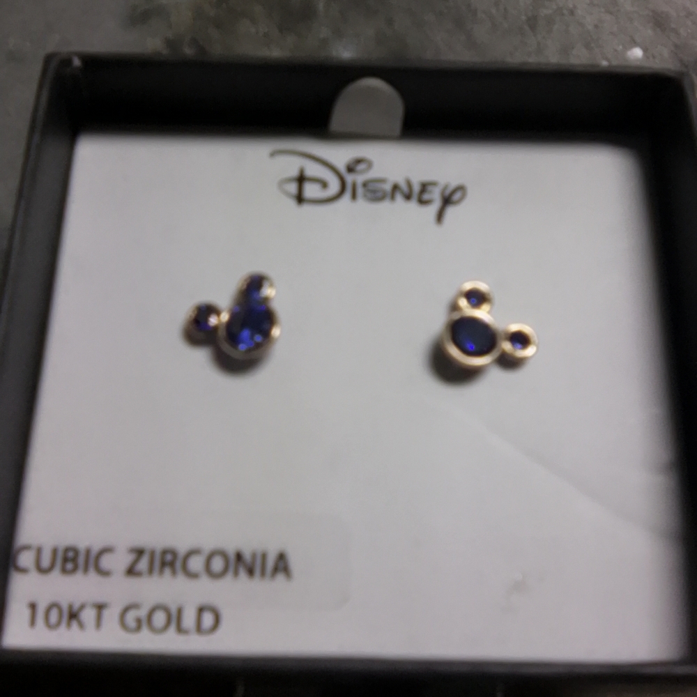 Disney Gold Earrings with Blue Accents